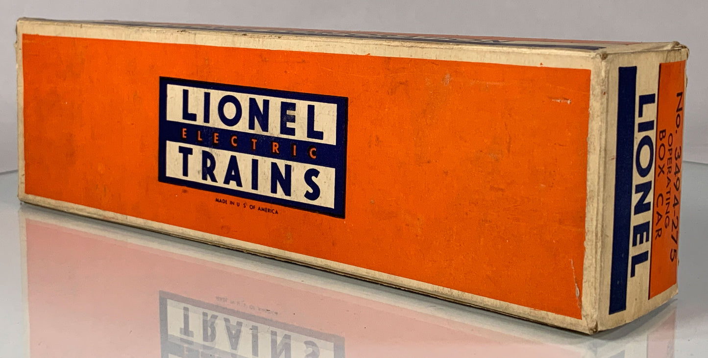 LIONEL • O GAUGE • 1956-1958 Postwar 3494-275 State of Maine Operating Boxcar w Orig Box • EX COND