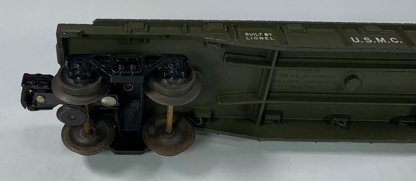 LIONEL • O GAUGE • 1960 Postwar 3820 USMC Submarine Flat Car • Loose • VERY GOOD COND