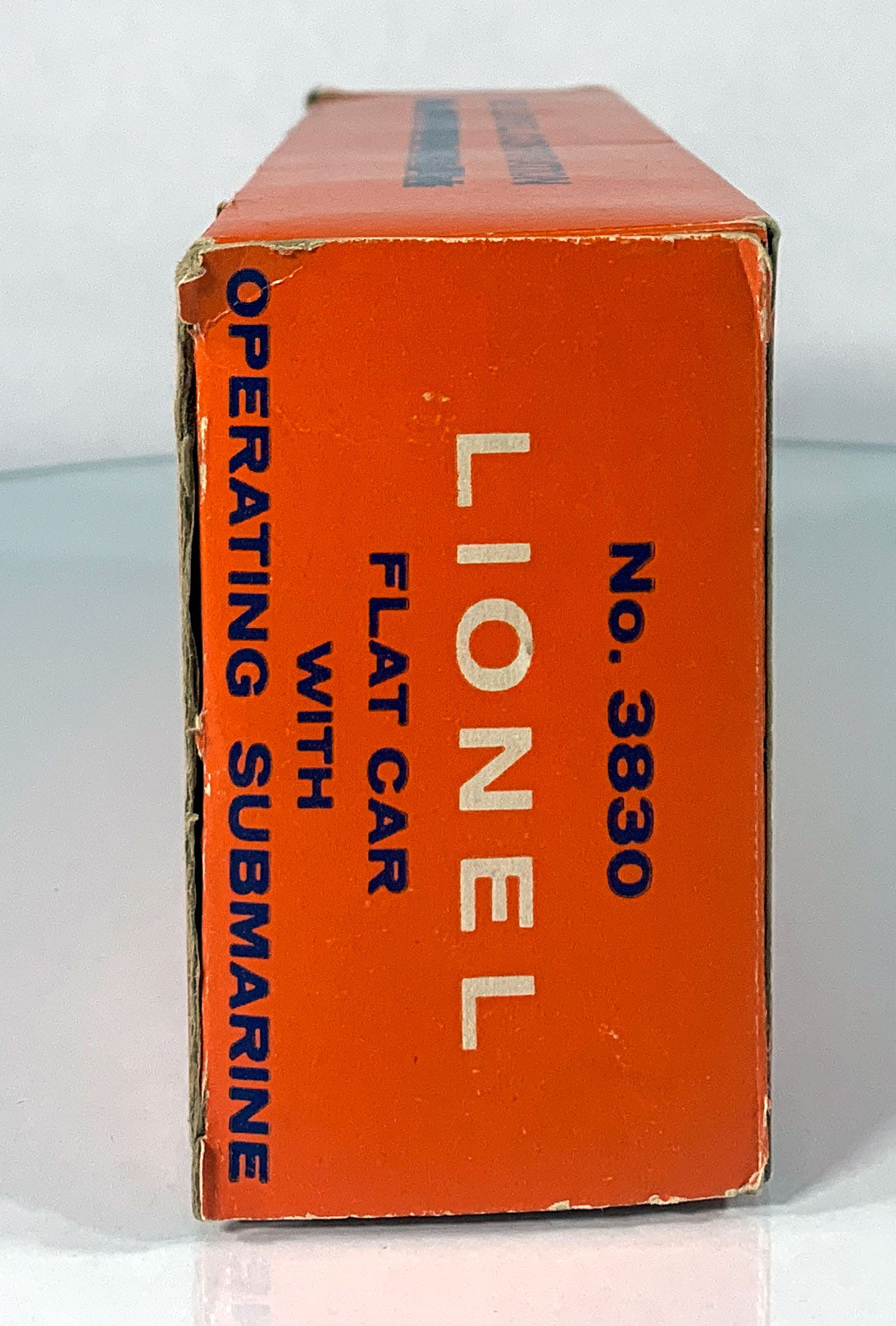 LIONEL • O GAUGE • 1960-1962 Postwar 3830 US Navy Submarine Flat Car w Orig Box • EX COND