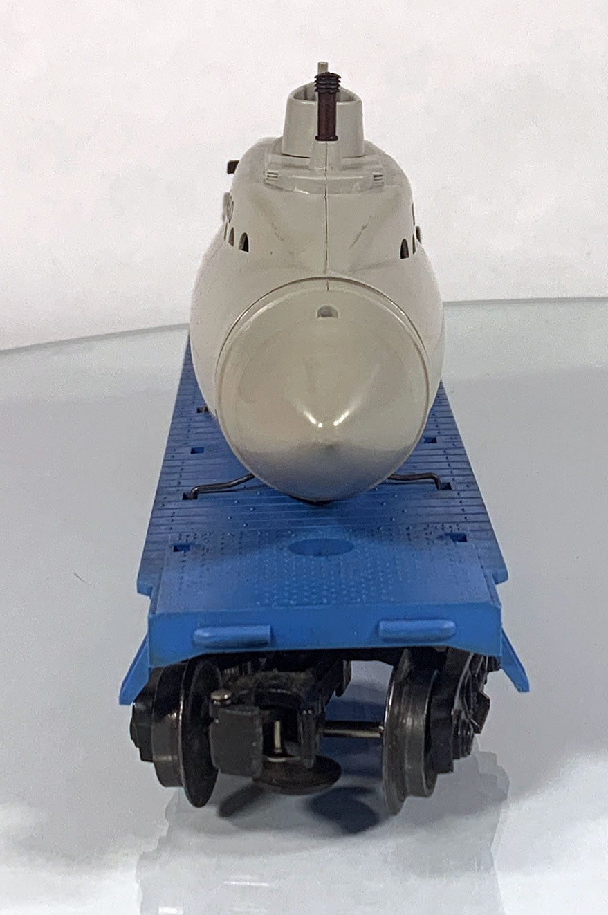 LIONEL • O GAUGE • 1960-1962 Postwar 3830 US Navy Submarine Flat Car w Orig Box • EX COND