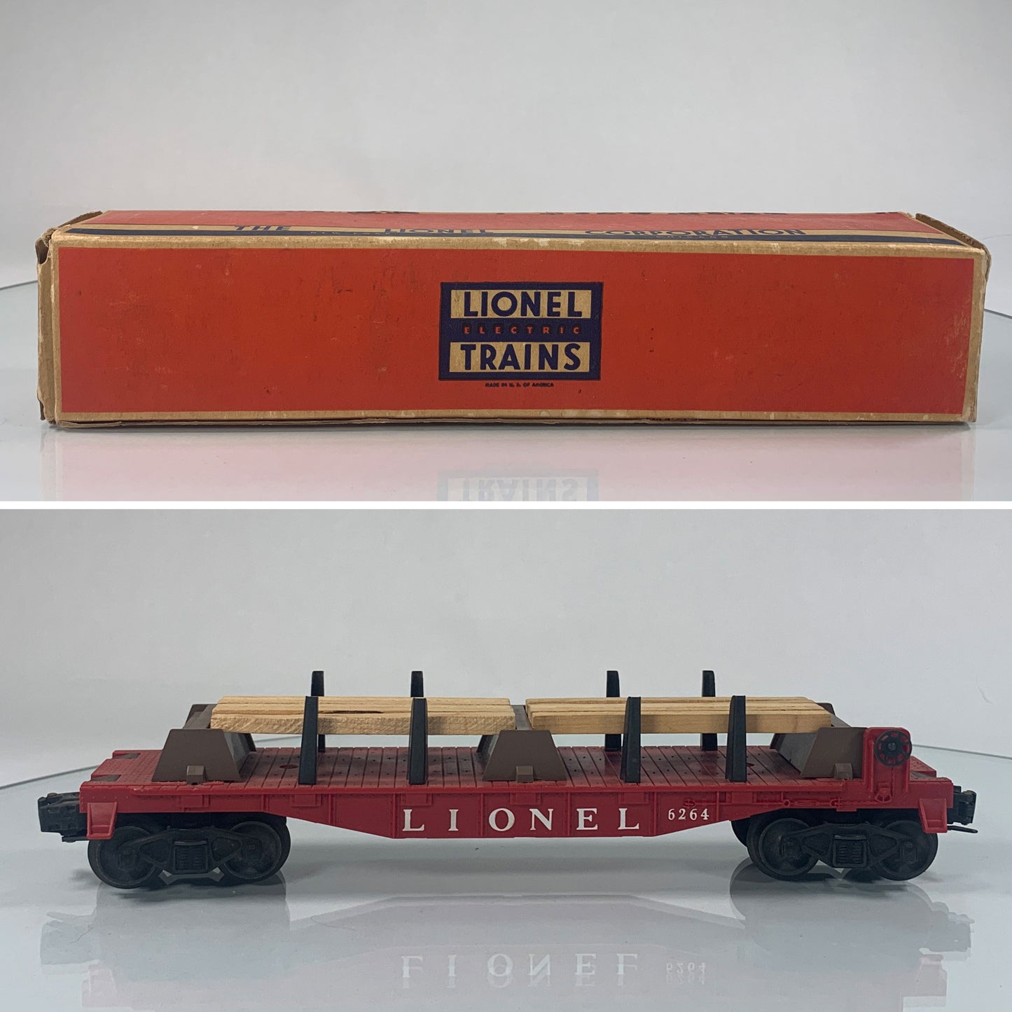 LIONEL • O GAUGE • 1957 Postwar 6264 Lumber Car • Original Box • VERY GOOD COND