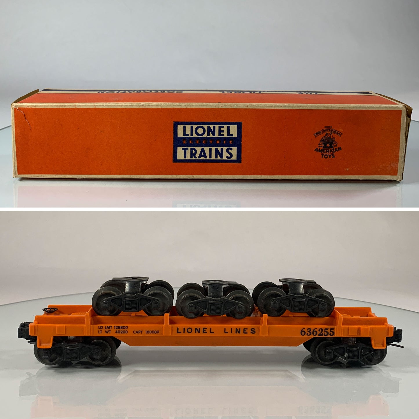 LIONEL • O GAUGE • 1955-1957 Postwar 6362 Rail Truck Car • Original Box • LIKE NEW COND