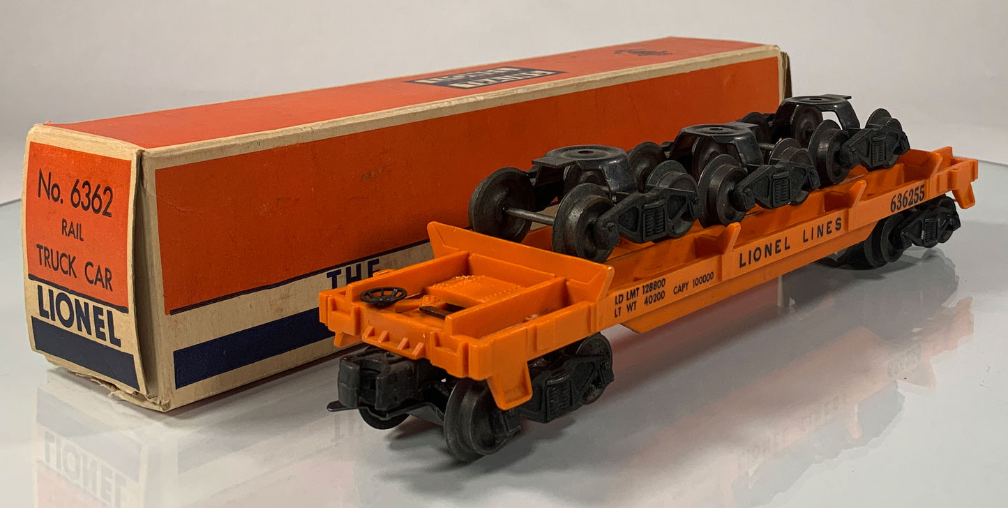 LIONEL • O GAUGE • 1955-1957 Postwar 6362 Rail Truck Car • Original Box • LIKE NEW COND