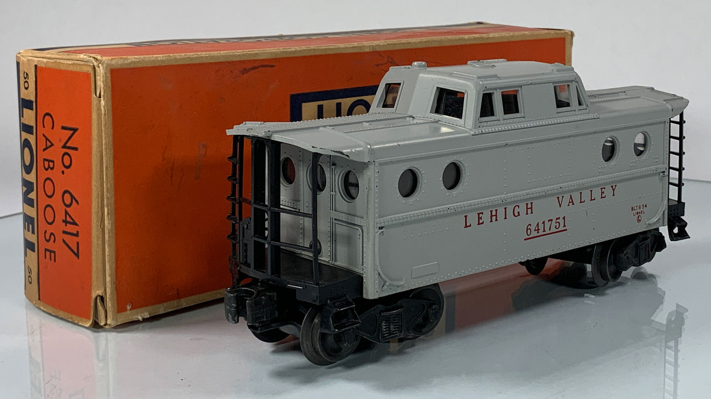 LIONEL • O GAUGE • 1954 Postwar 6417-50 Illuminated Lehigh Valley Caboose • Original Box • EXCELLENT COND