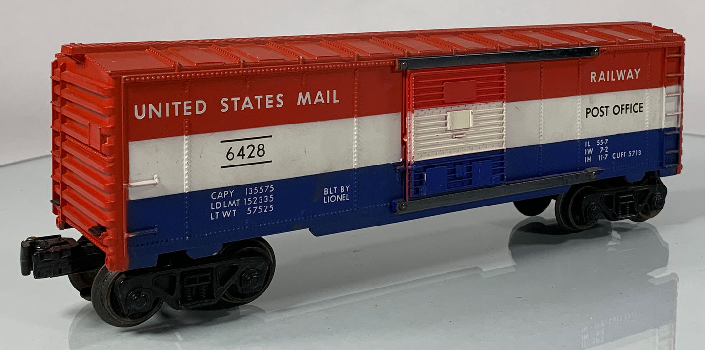 LIONEL • O GAUGE • 1960-1968 Postwar 6428 US Mail Boxcar • Loose • VERY GOOD COND