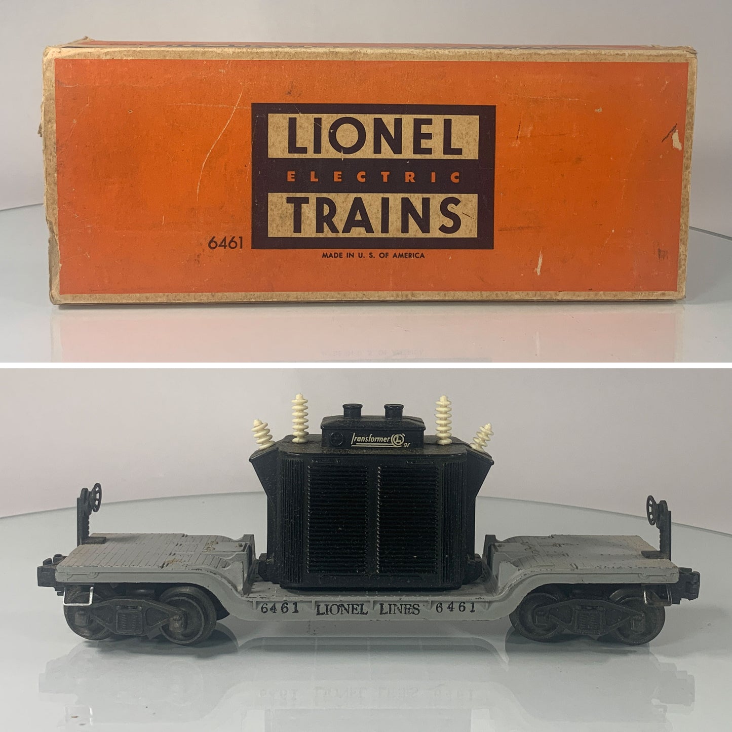 LIONEL • O GAUGE • 1949-1950 Postwar 6461 Transformer Car • Original Box • VERY GOOD COND