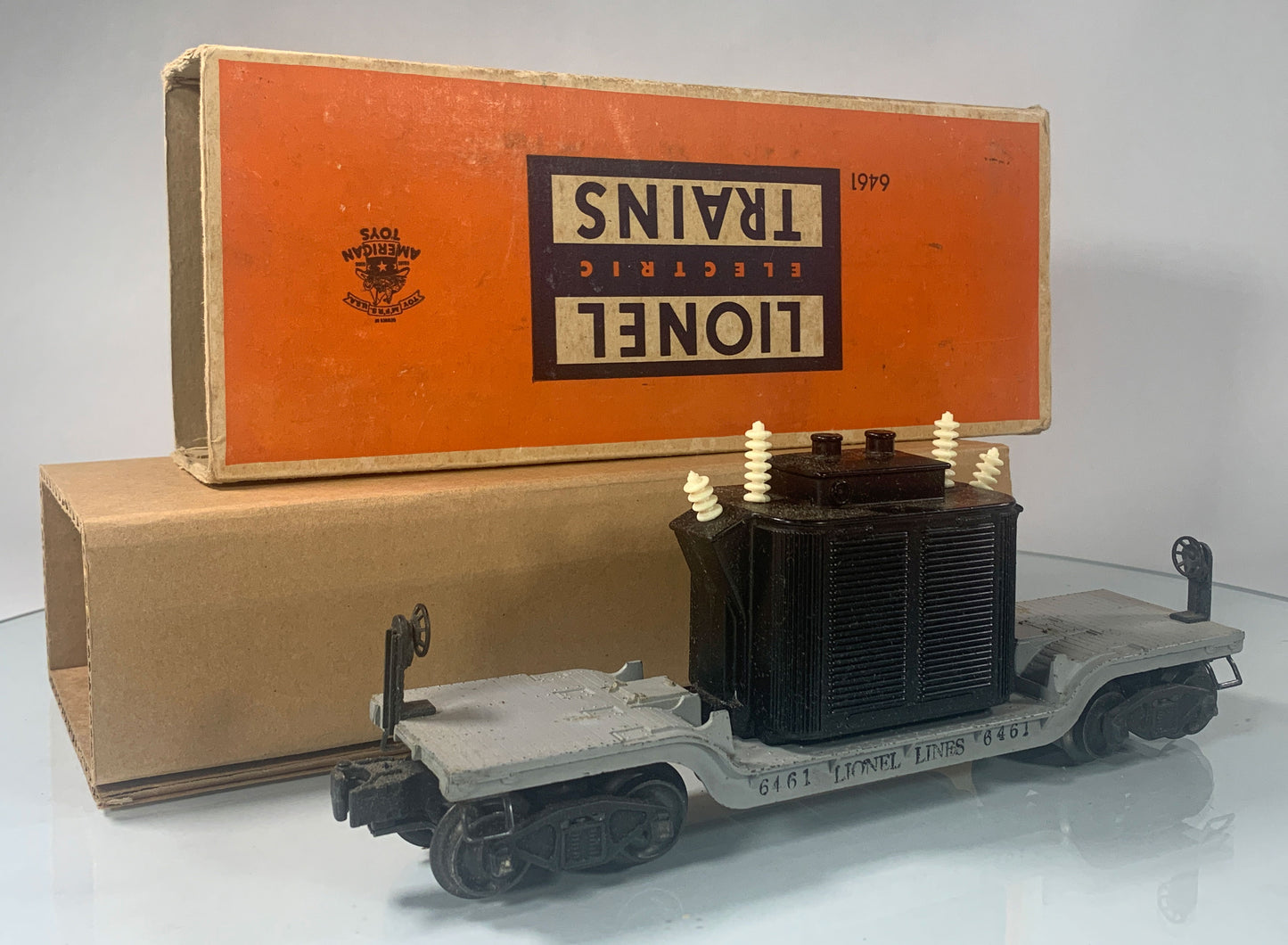 LIONEL • O GAUGE • 1949-1950 Postwar 6461 Transformer Car • Original Box • VERY GOOD COND