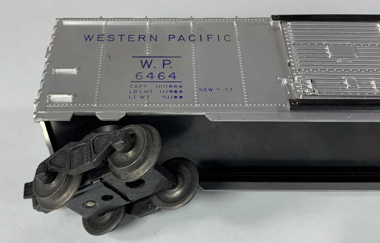 LIONEL • O GAUGE • 1953-1954 Postwar 6464-1 Western Pacific Boxcar • Loose • EX COND