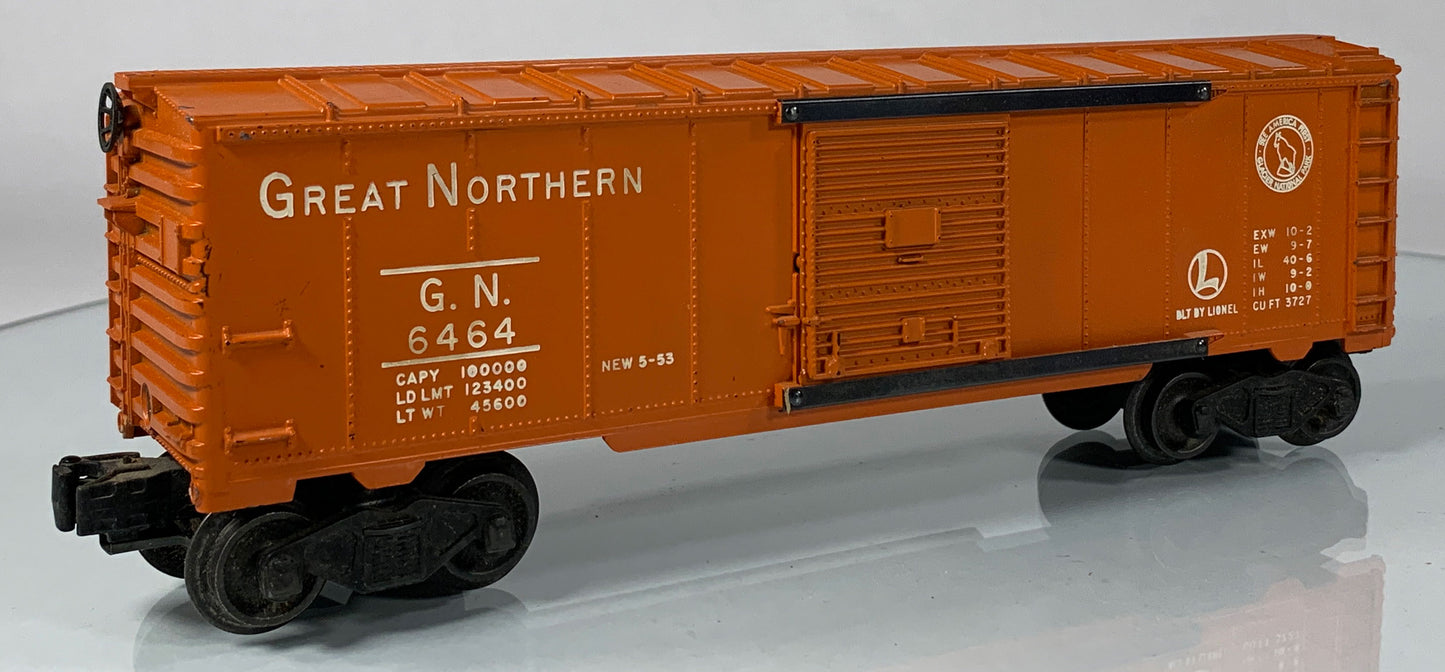 LIONEL • O GAUGE • 1953-1954 Postwar 6464-25 Great Northern Boxcar w Orig Box • EX COND