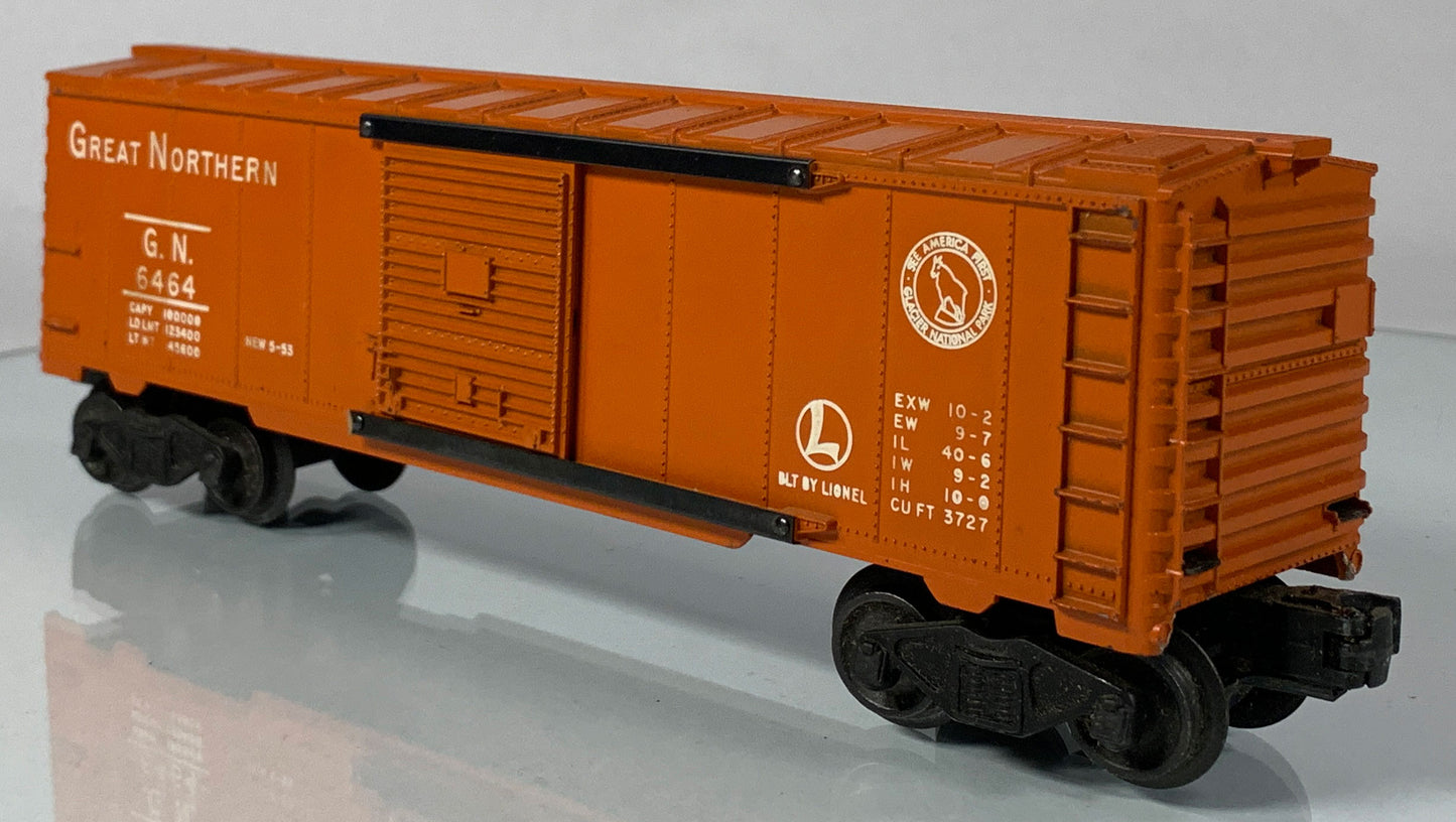 LIONEL • O GAUGE • 1953-1954 Postwar 6464-25 Great Northern Boxcar w Orig Box • EX COND