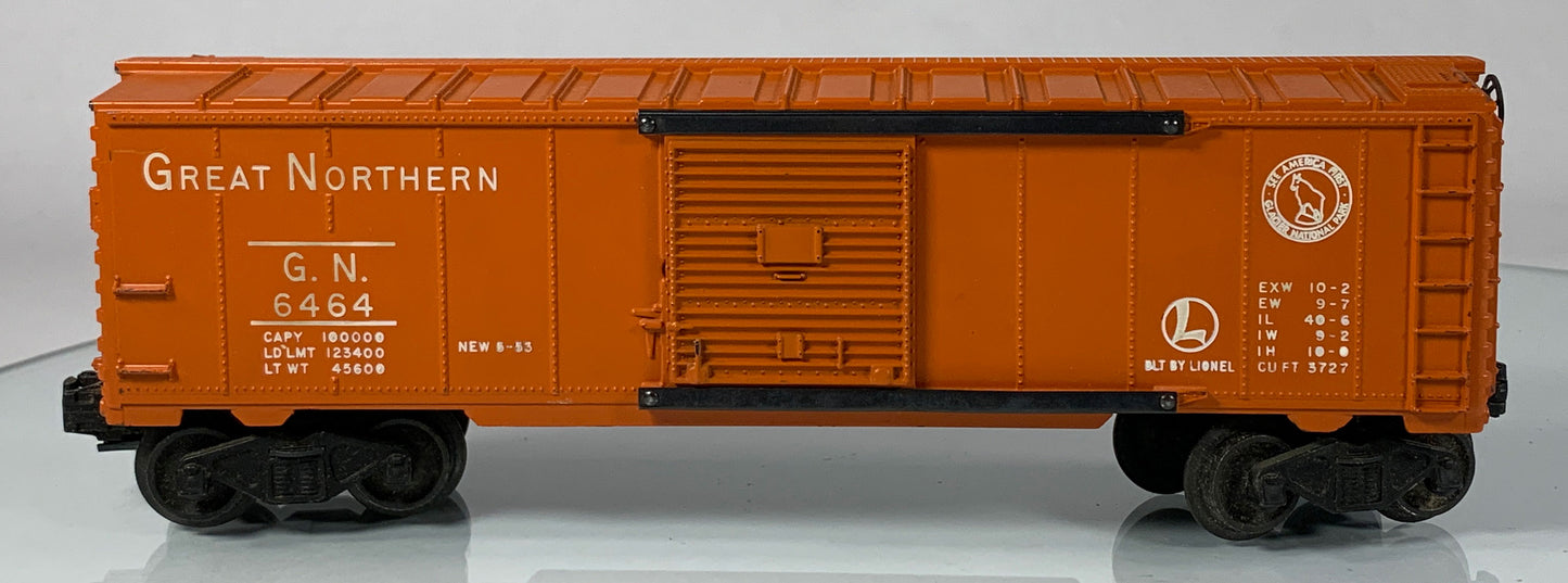 LIONEL • O GAUGE • 1953-1954 Postwar 6464-25 Great Northern Boxcar w Orig Box • EX COND