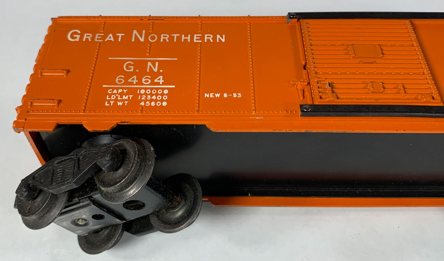 LIONEL • O GAUGE • 1953-1954 Postwar 6464-25 Great Northern Boxcar w Orig Box • EX COND