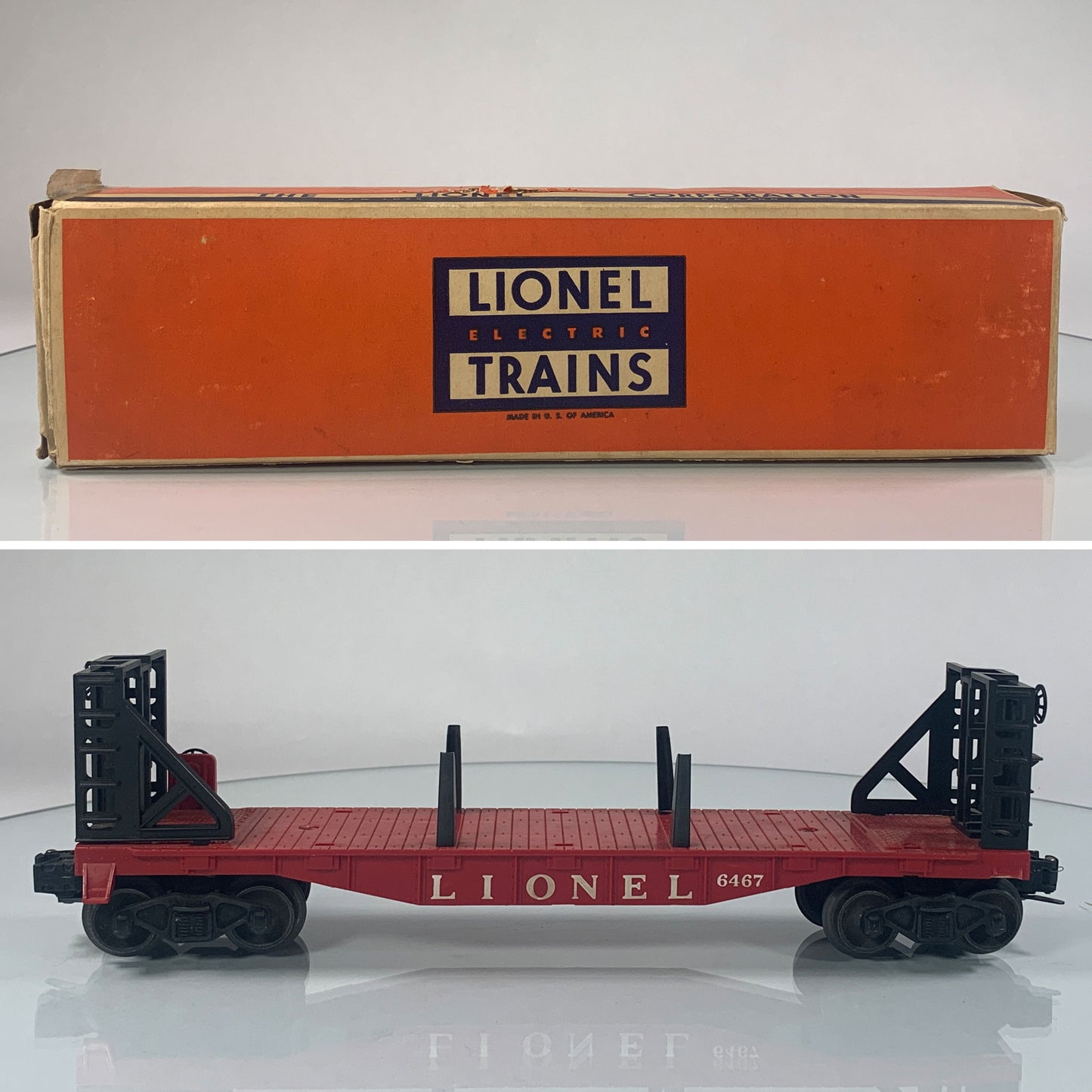 LIONEL • O GAUGE • 1956 Postwar 6467 (Miscellaneous) Bulkhead Car • Original Box • VERY GOOD COND