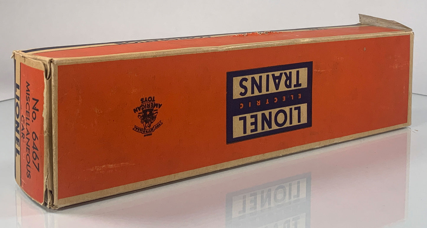 LIONEL • O GAUGE • 1956 Postwar 6467 (Miscellaneous) Bulkhead Car • Original Box • VERY GOOD COND