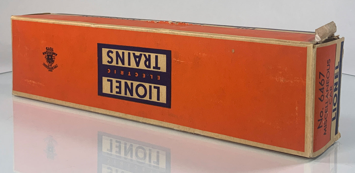LIONEL • O GAUGE • 1956 Postwar 6467 (Miscellaneous) Bulkhead Car • Original Box • VERY GOOD COND