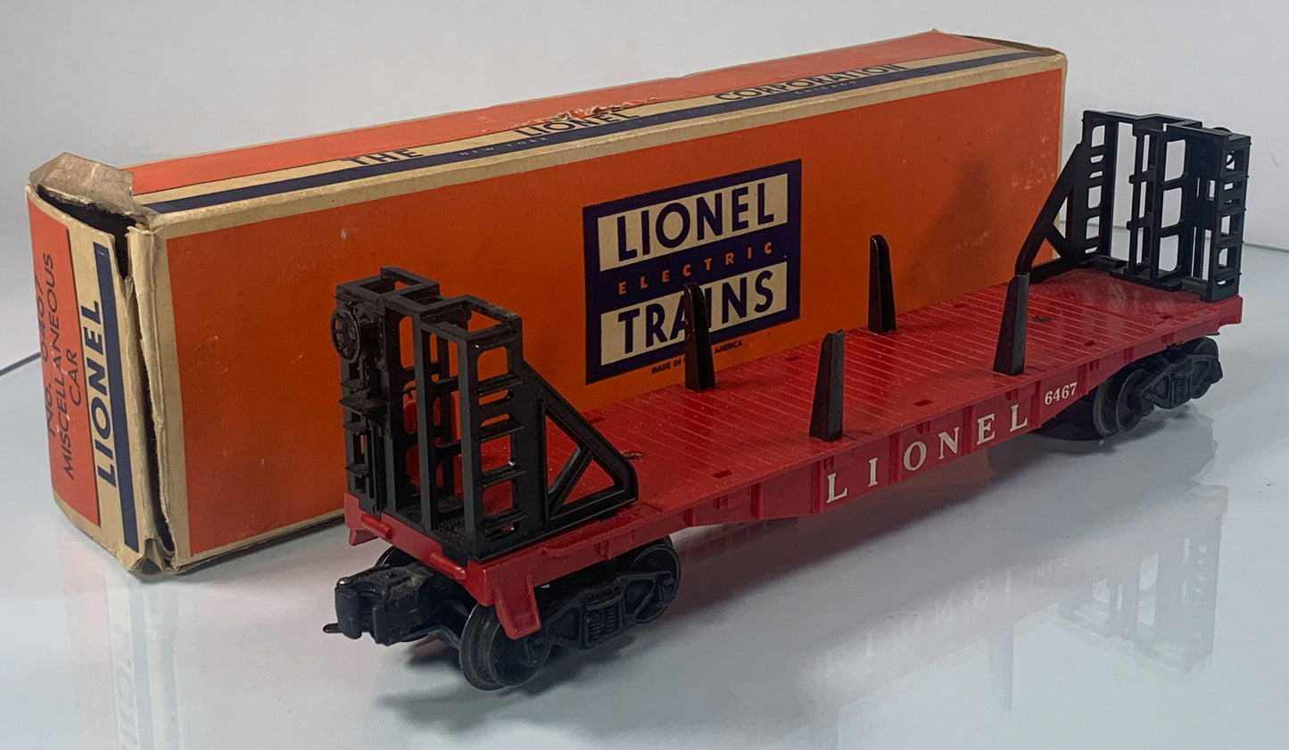LIONEL • O GAUGE • 1956 Postwar 6467 (Miscellaneous) Bulkhead Car • Original Box • VERY GOOD COND