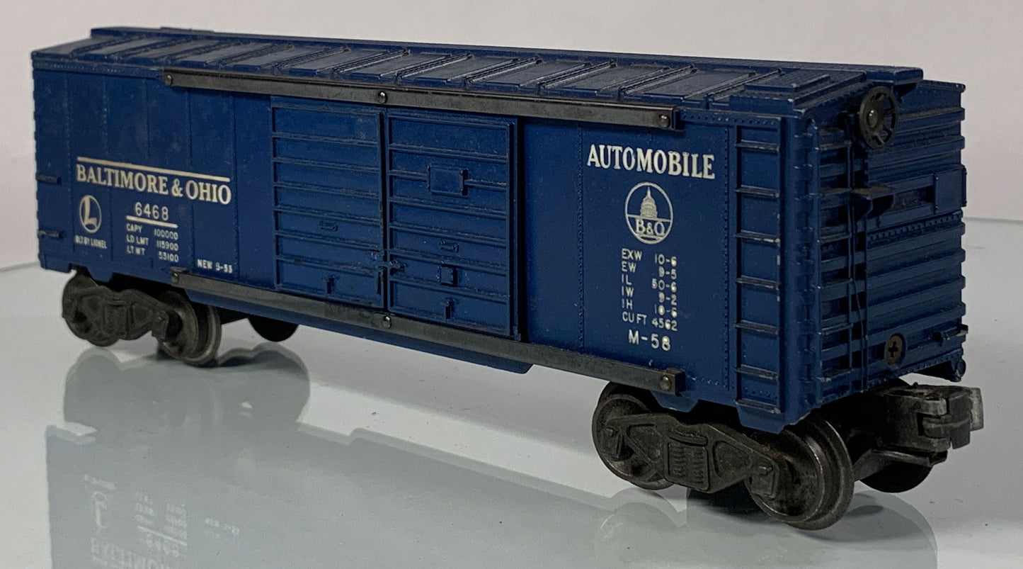 LIONEL • O GAUGE • 1953-1955 Postwar 6468 B & O Automobile Boxcar • Loose • VG COND