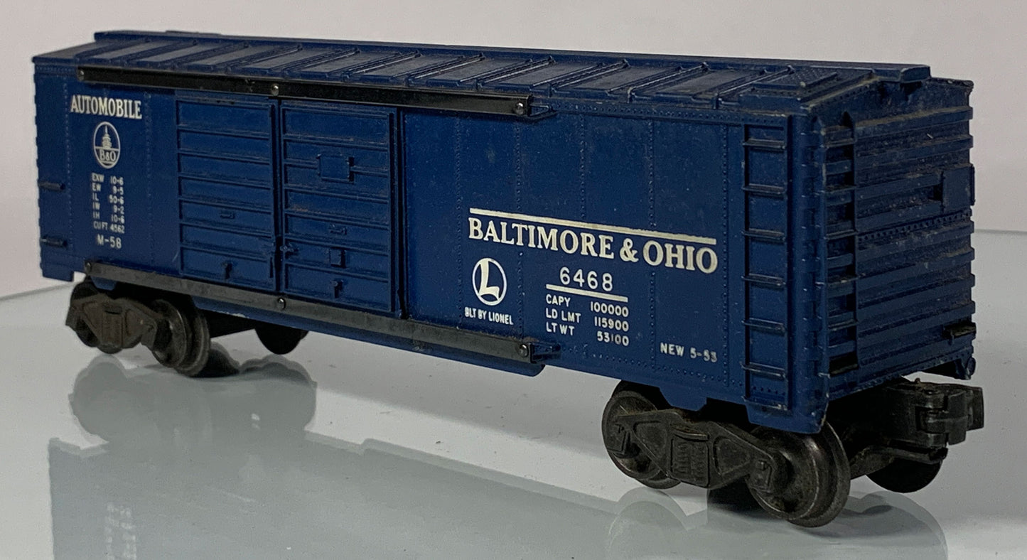 LIONEL • O GAUGE • 1953-1955 Postwar 6468 B & O Automobile Boxcar • Loose • VG COND
