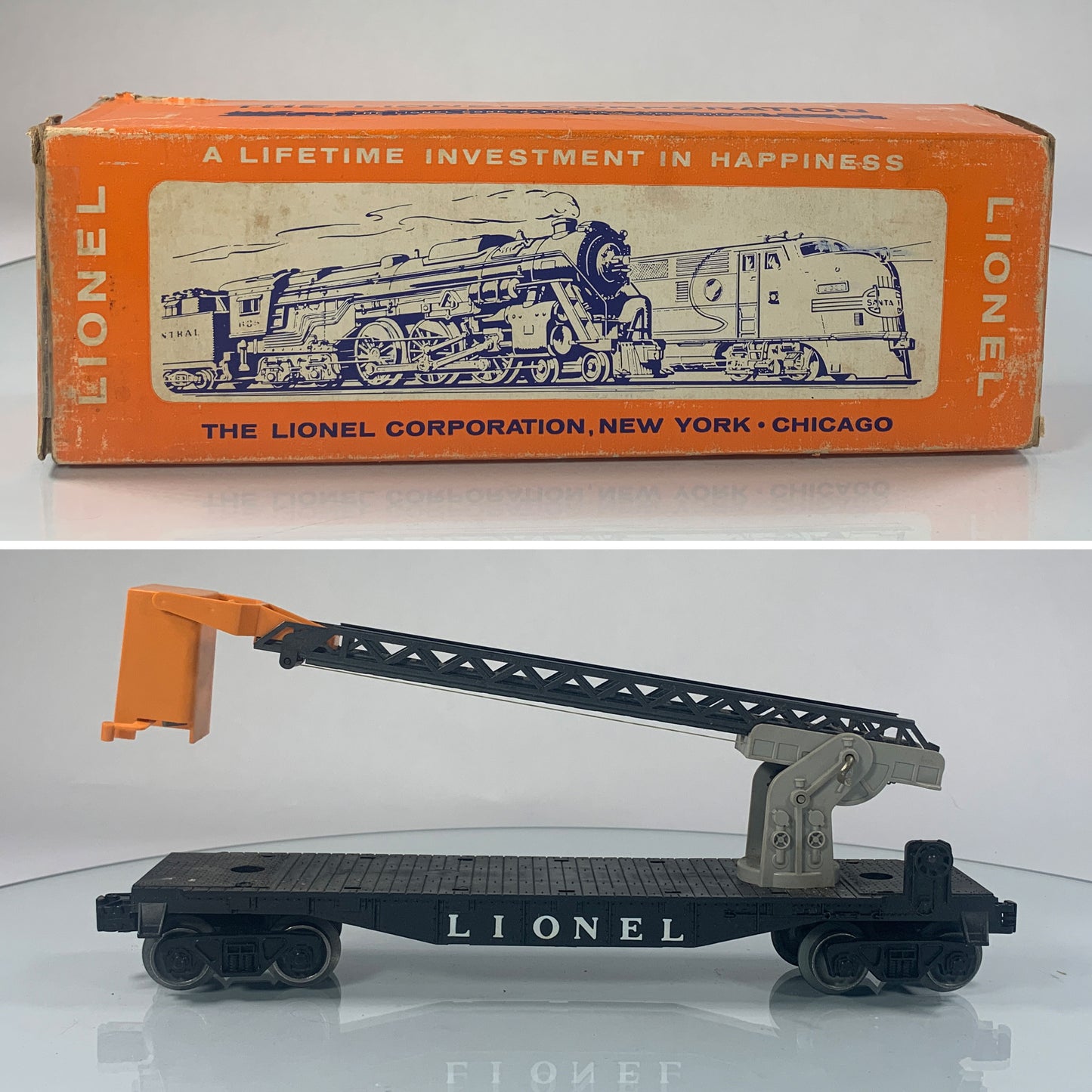 LIONEL • O GAUGE • 1962-1963 Postwar 6512 Cherry Picker Car • Original Box • EX COND