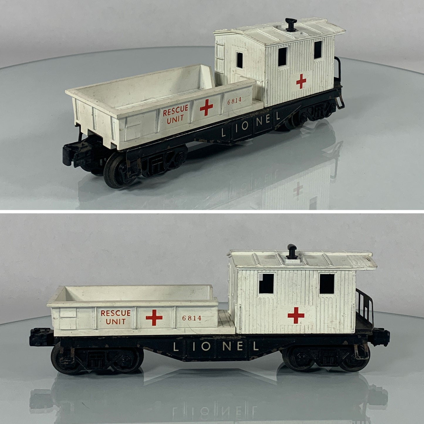 LIONEL • O GAUGE • 1959-1961 Postwar 6814 Rescue Unit Medical Work Caboose • FAIR COND