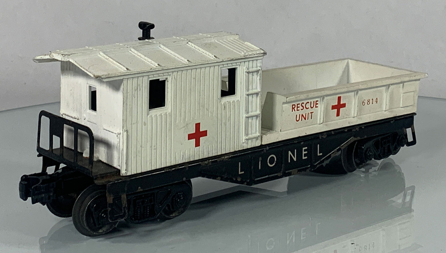 LIONEL • O GAUGE • 1959-1961 Postwar 6814 Rescue Unit Medical Work Caboose • FAIR COND