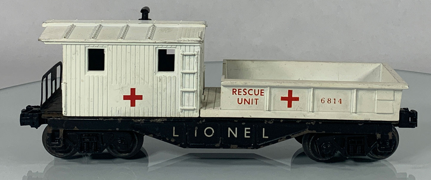 LIONEL • O GAUGE • 1959-1961 Postwar 6814 Rescue Unit Medical Work Caboose • FAIR COND
