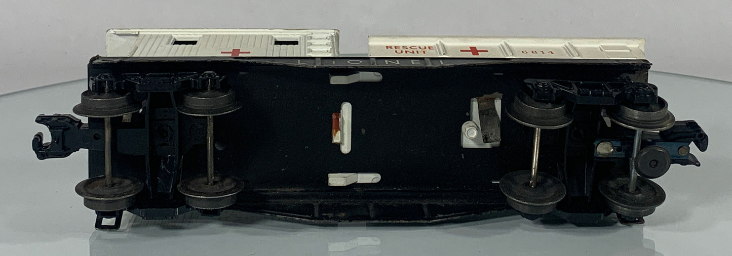 LIONEL • O GAUGE • 1959-1961 Postwar 6814 Rescue Unit Medical Work Caboose • FAIR COND