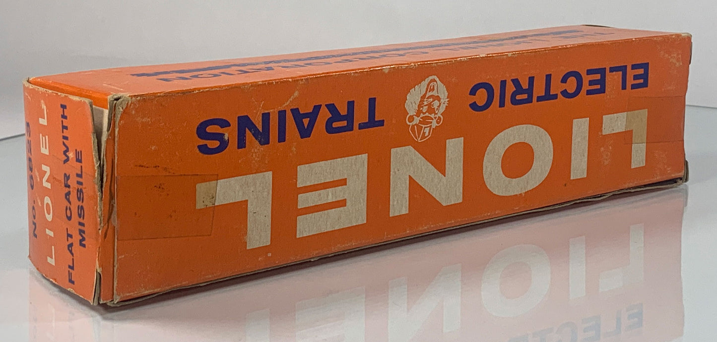 LIONEL • O GAUGE • 1959-1960 Postwar 6823 Flat Car Missile • Original Box • VERY GOOD COND