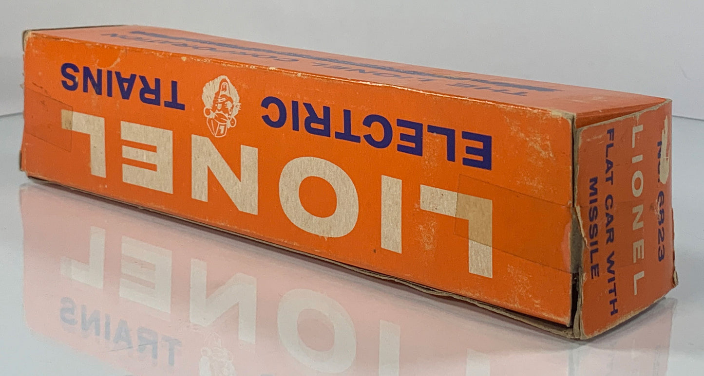 LIONEL • O GAUGE • 1959-1960 Postwar 6823 Flat Car Missile • Original Box • VERY GOOD COND