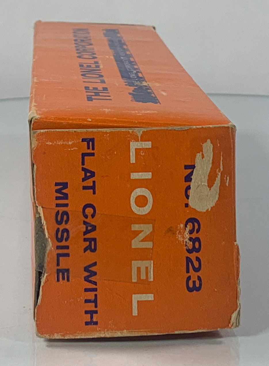 LIONEL • O GAUGE • 1959-1960 Postwar 6823 Flat Car Missile • Original Box • VERY GOOD COND
