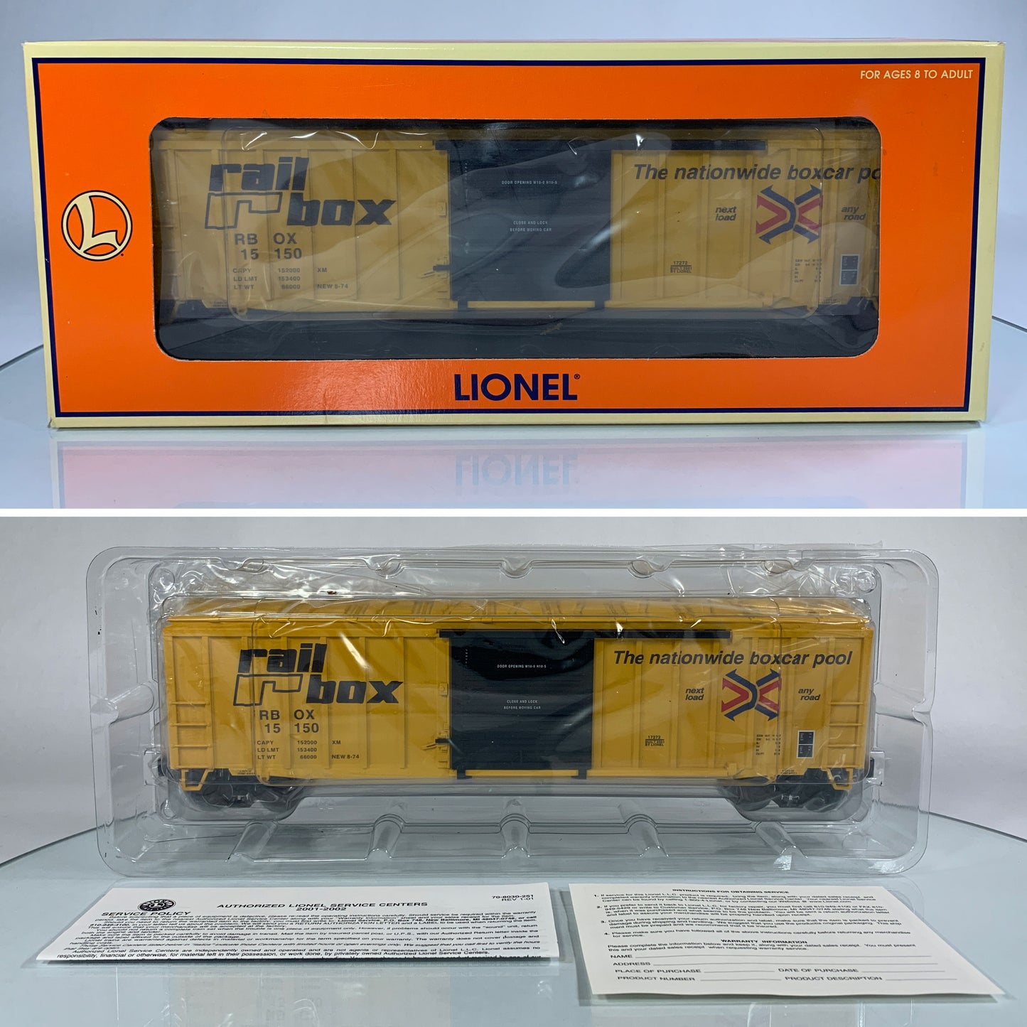 LIONEL • STD O GAUGE • 2001 Rail Box Boxcar 6-17272 • NEW OLD STOCK