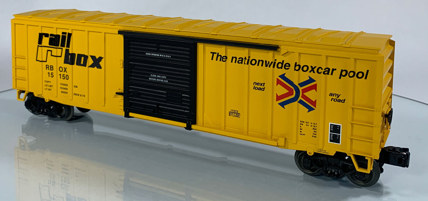 LIONEL • STD O GAUGE • 2001 Rail Box Boxcar 6-17272 • NEW OLD STOCK