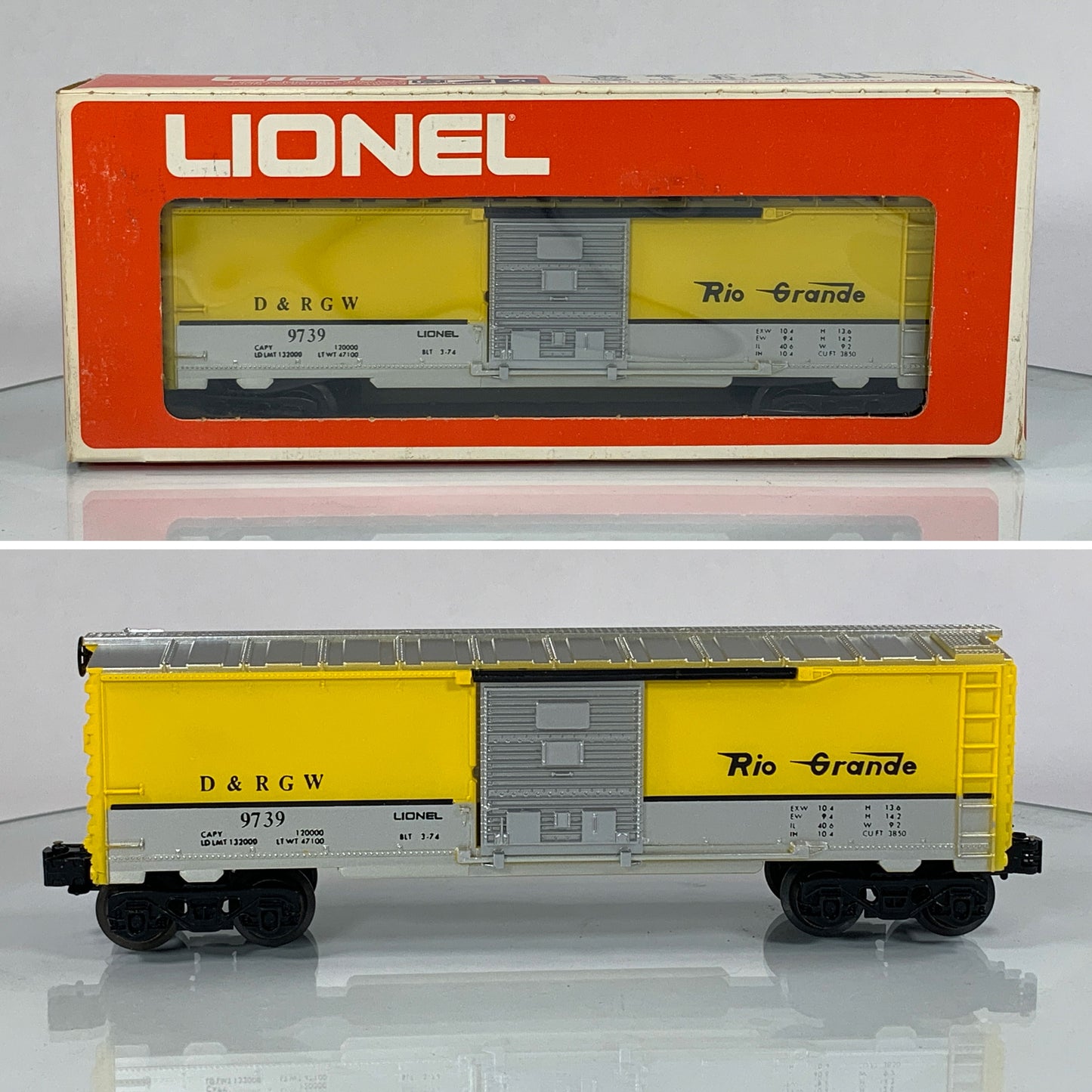 LIONEL • O GAUGE • 1974 Denver & Rio Grande Western Boxcar 6-9739 • EX COND