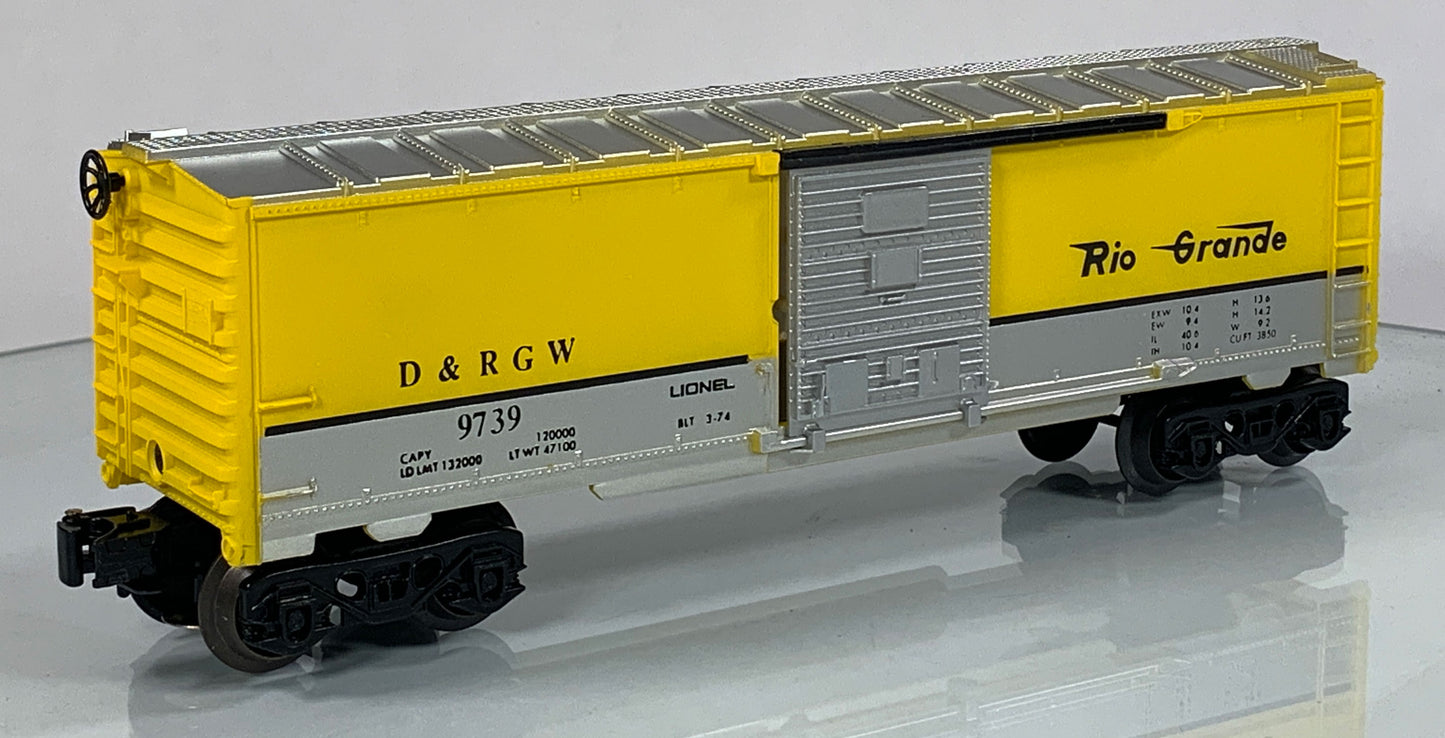 LIONEL • O GAUGE • 1974 Denver & Rio Grande Western Boxcar 6-9739 • EX COND