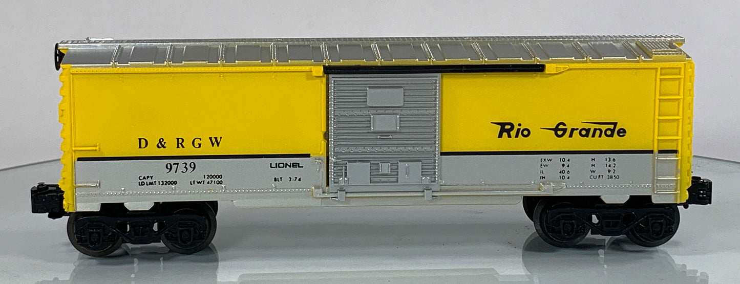 LIONEL • O GAUGE • 1974 Denver & Rio Grande Western Boxcar 6-9739 • EX COND