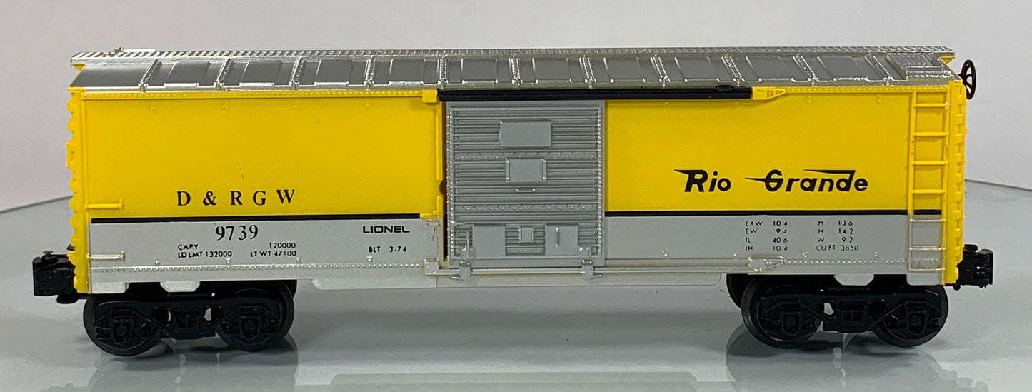 LIONEL • O GAUGE • 1974 Denver & Rio Grande Western Boxcar 6-9739 • EX COND