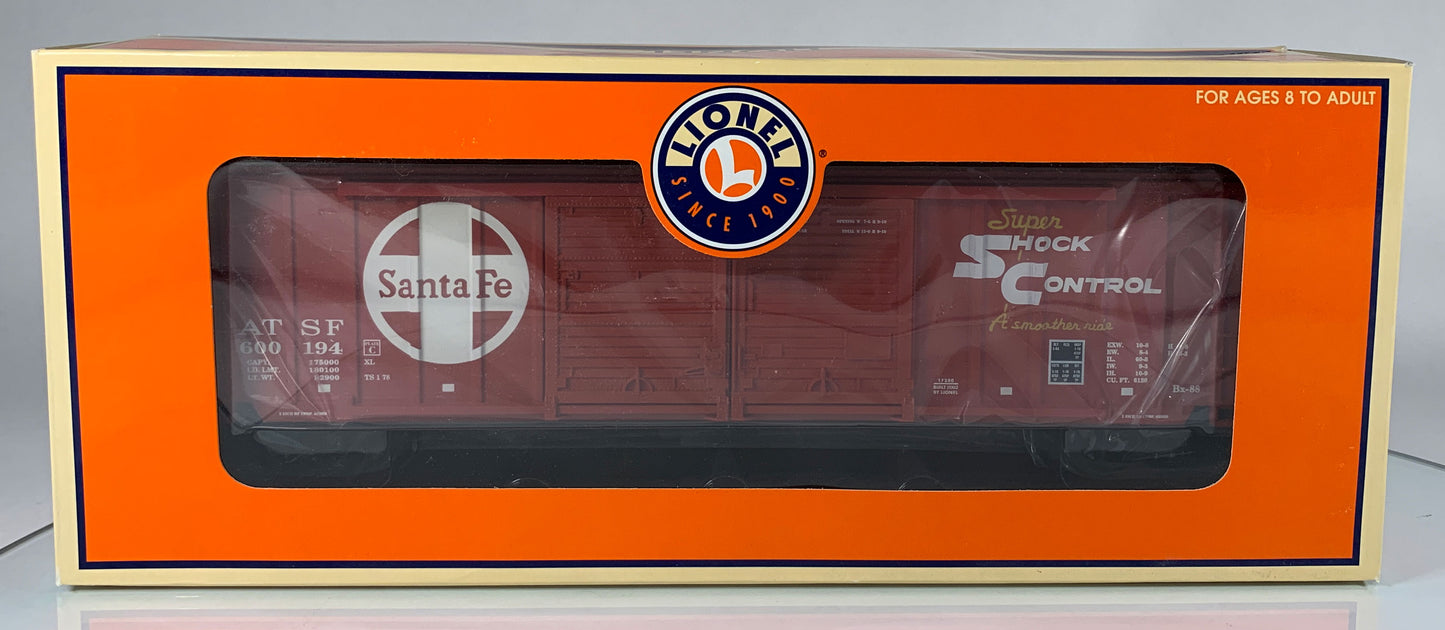 LIONEL • O GAUGE • 2002 Santa Fe Double Door Box Car w/Auto Frames 6-17280 • NEW OLD STOCK