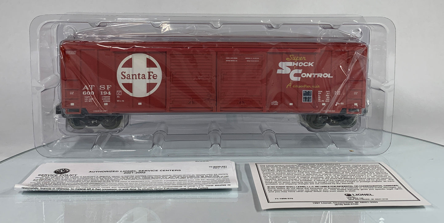 LIONEL • O GAUGE • 2002 Santa Fe Double Door Box Car w/Auto Frames 6-17280 • NEW OLD STOCK