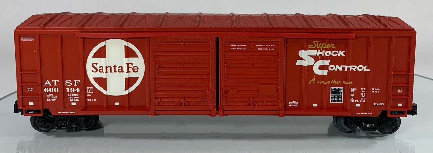 LIONEL • O GAUGE • 2002 Santa Fe Double Door Box Car w/Auto Frames 6-17280 • NEW OLD STOCK