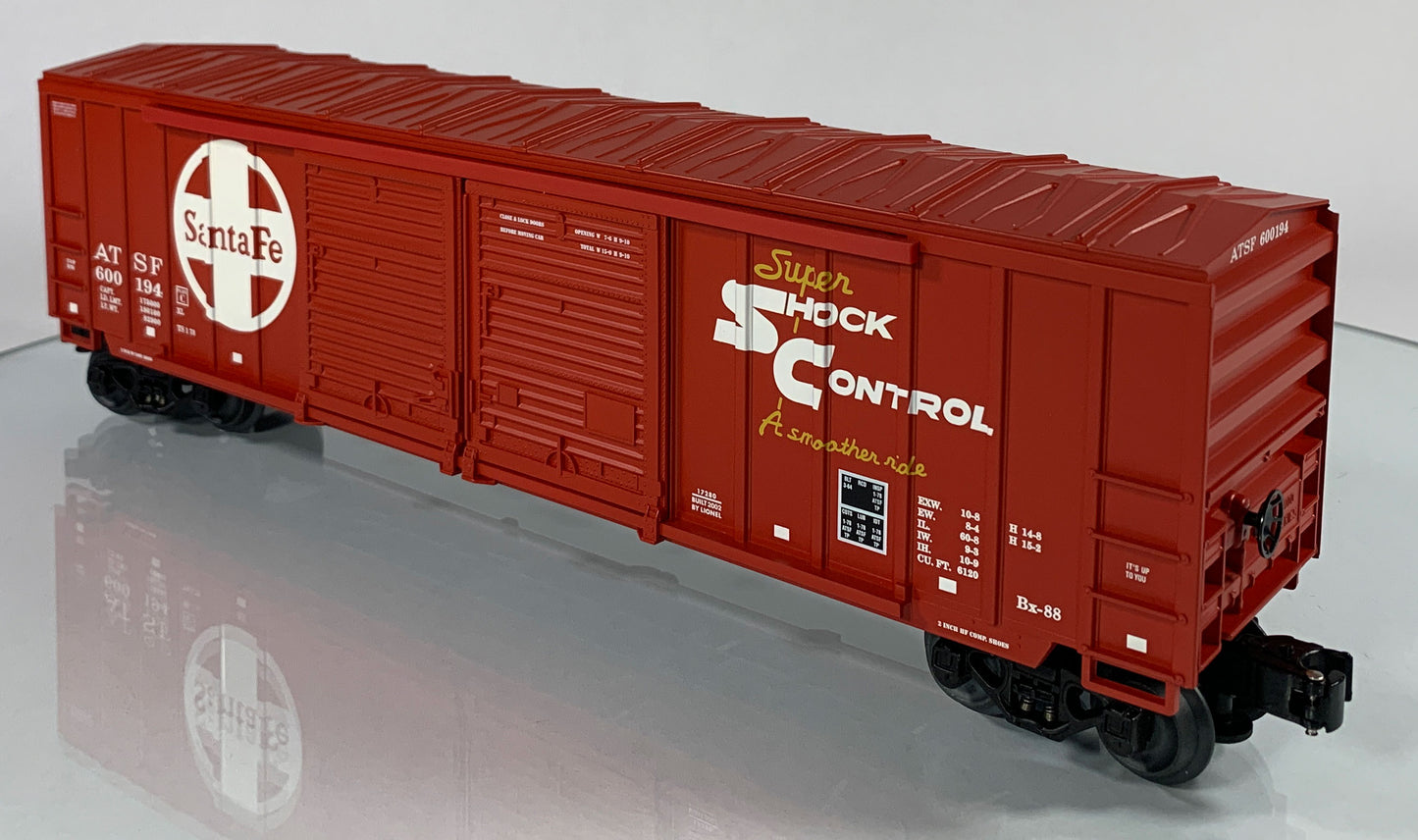 LIONEL • O GAUGE • 2002 Santa Fe Double Door Box Car w/Auto Frames 6-17280 • NEW OLD STOCK