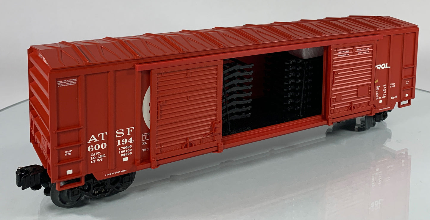 LIONEL • O GAUGE • 2002 Santa Fe Double Door Box Car w/Auto Frames 6-17280 • NEW OLD STOCK