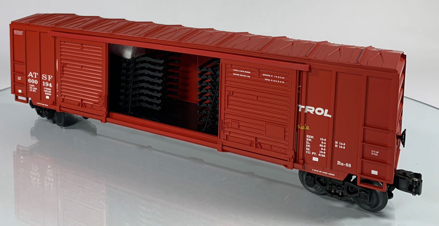 LIONEL • O GAUGE • 2002 Santa Fe Double Door Box Car w/Auto Frames 6-17280 • NEW OLD STOCK