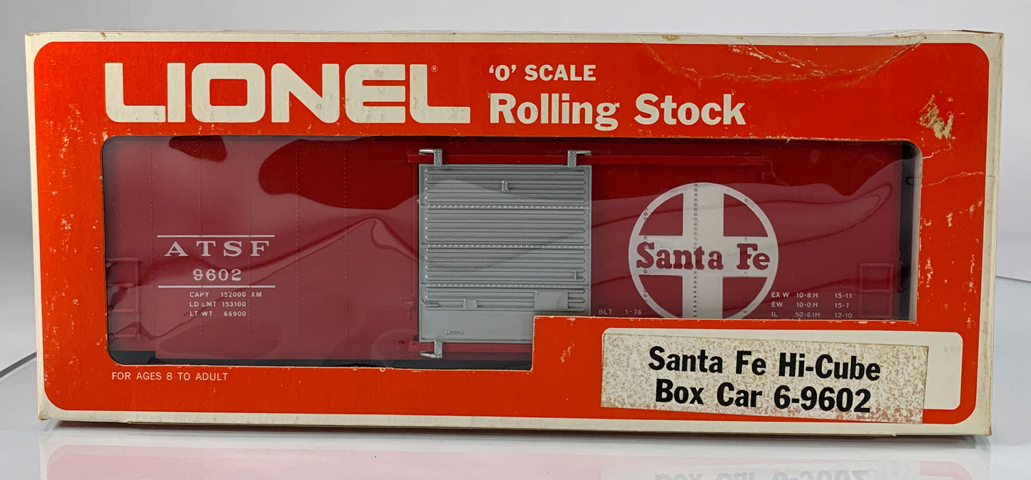 LIONEL • O GAUGE • 1976 Santa Fe Hi-Cube Boxcar 6-9602 • EX COND • LNOS