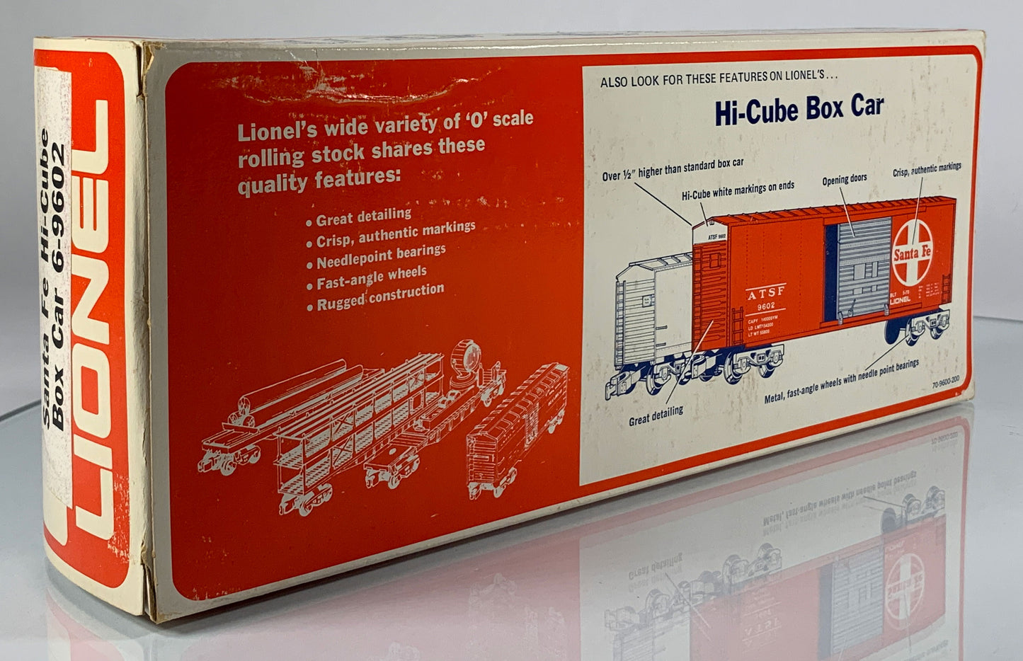 LIONEL • O GAUGE • 1976 Santa Fe Hi-Cube Boxcar 6-9602 • EX COND • LNOS