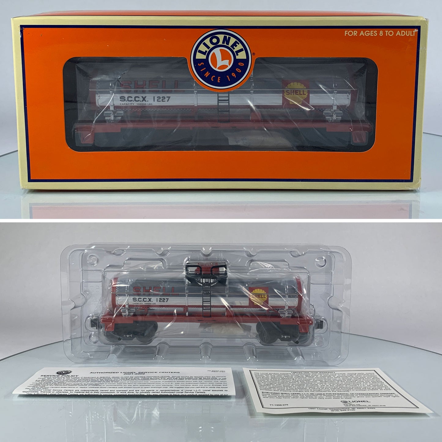 LIONEL • O GAUGE • 2001 Shell Oil Single Dome Tank Car 6-19627 • NEW OLD STOCK