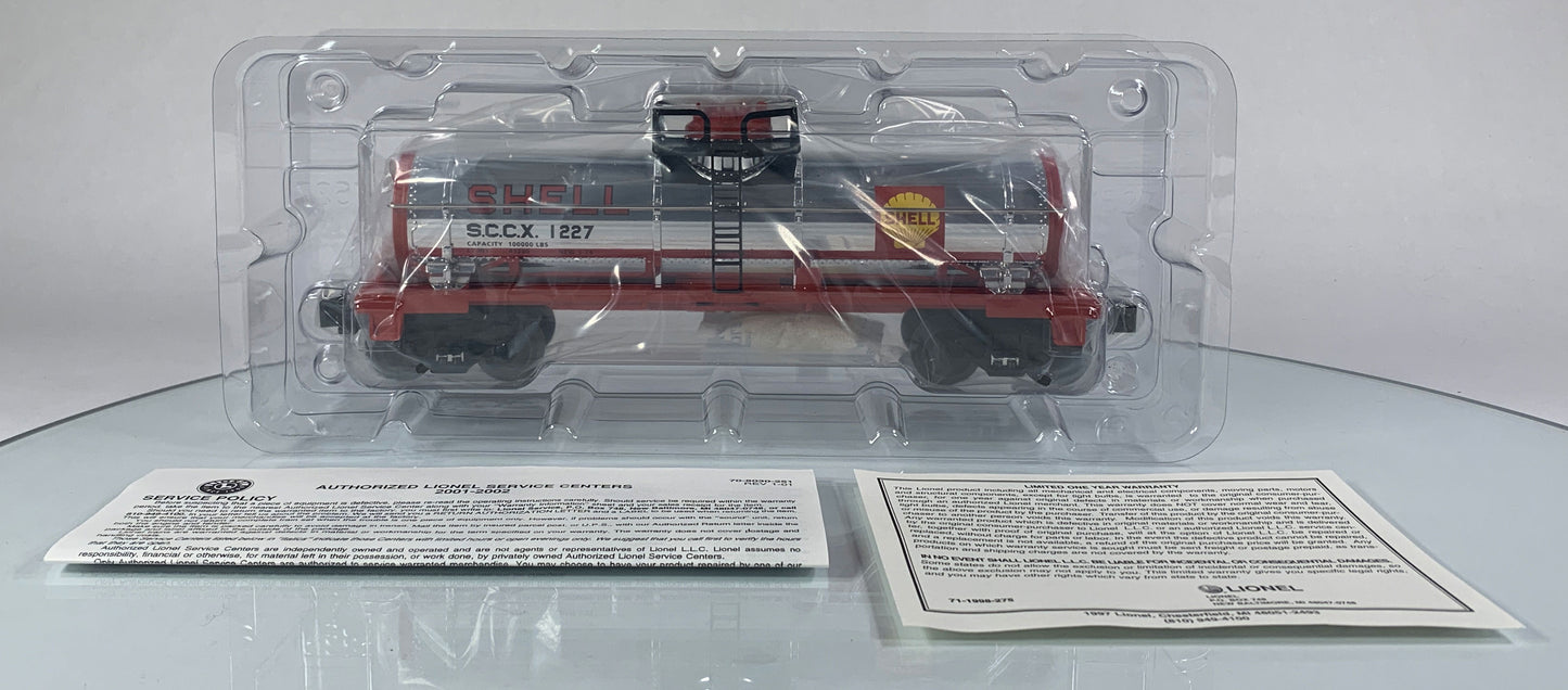 LIONEL • O GAUGE • 2001 Shell Oil Single Dome Tank Car 6-19627 • NEW OLD STOCK