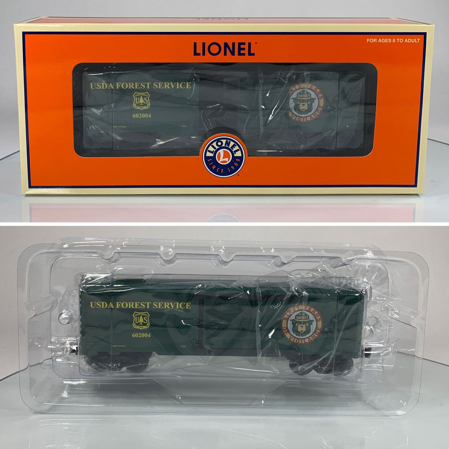 LIONEL • O GAUGE • 2004 Smokey the Bear and USDA Forest Service Boxcar 6-52335 • NEW OLD STOCK