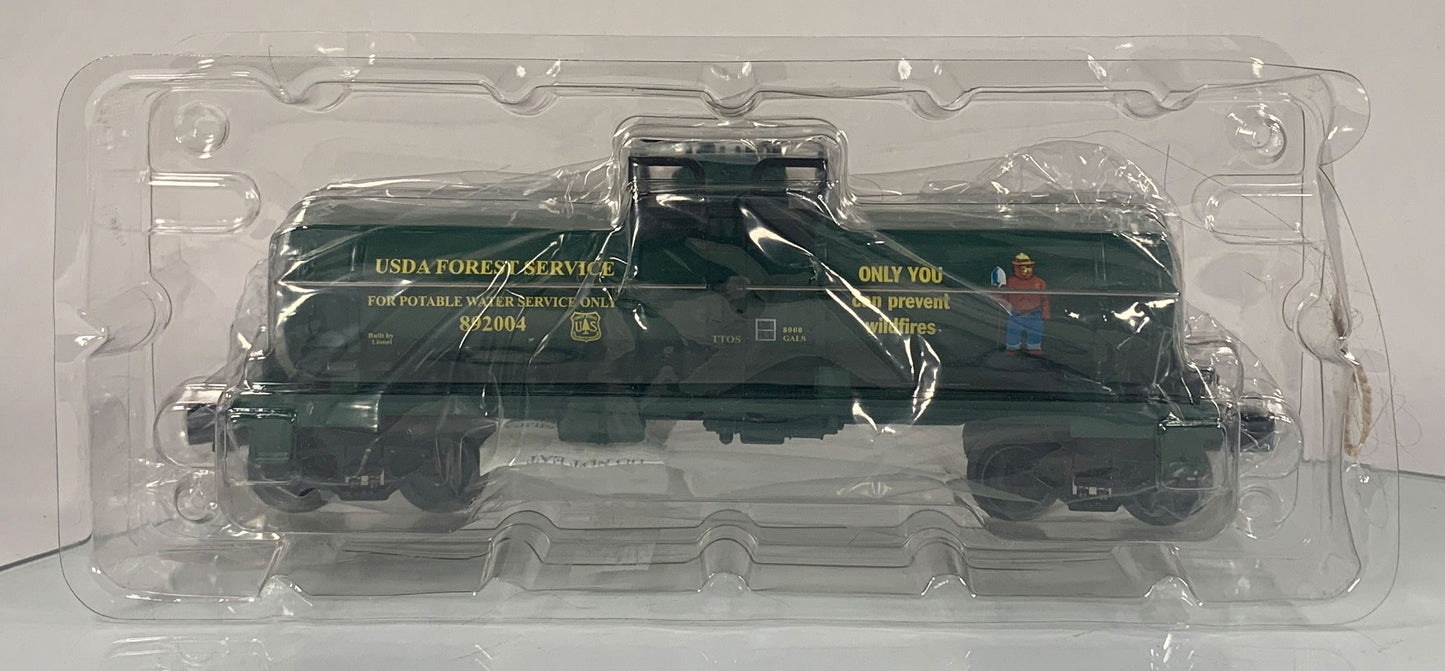 LIONEL • O GAUGE • 2004 Smokey the Bear 60th Birthday – USDA Forest Service Single Dome Tank Car 6-52334 • NEW OLD STOCK