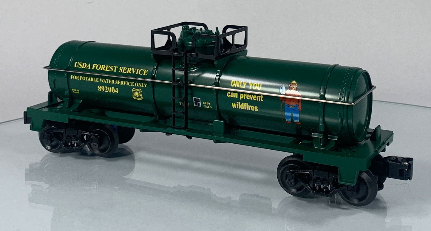 LIONEL • O GAUGE • 2004 Smokey the Bear 60th Birthday – USDA Forest Service Single Dome Tank Car 6-52334 • NEW OLD STOCK