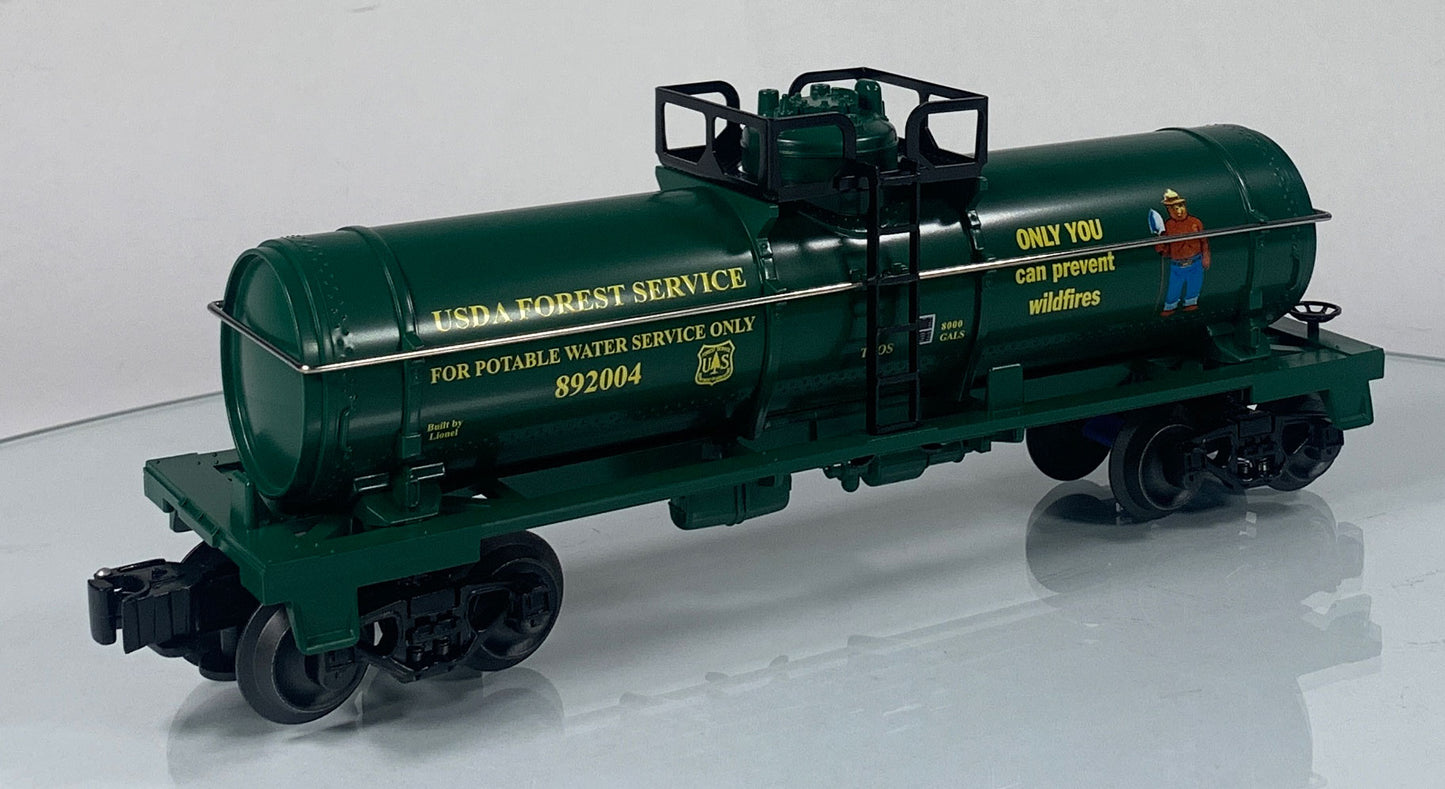 LIONEL • O GAUGE • 2004 Smokey the Bear 60th Birthday – USDA Forest Service Single Dome Tank Car 6-52334 • NEW OLD STOCK